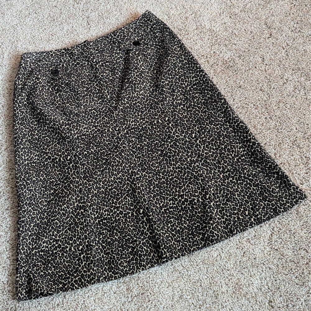 Talbots Skirt Womens 6/6P* Multi Leopard Corduroy Cotton Stretch A-line 00s